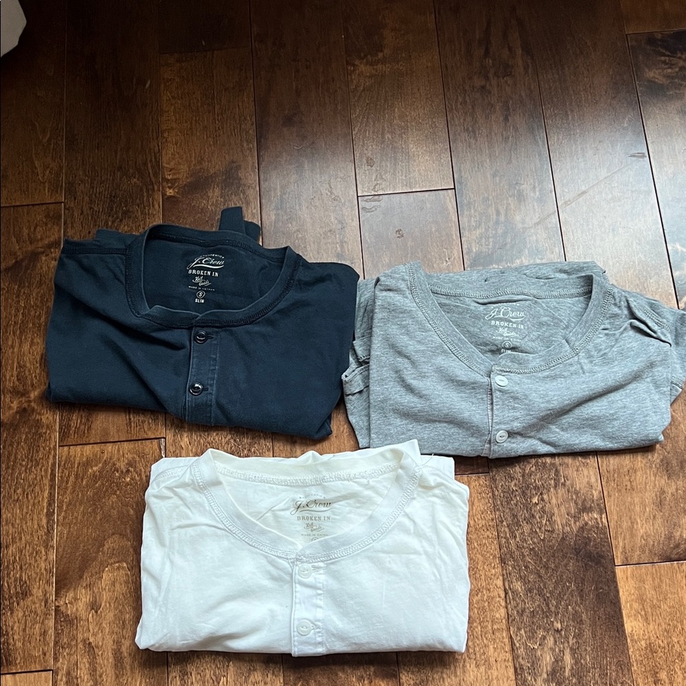 J.Crew Henley Shirt Collection - Navy, Gray, White